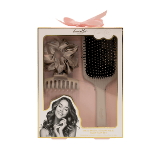 Hair Brush, Scrunchie & Clip Set